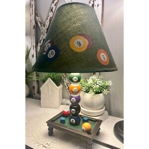 Collections Etc Pool Table Desk Lamp With Shade Working 15in Tall 2005
